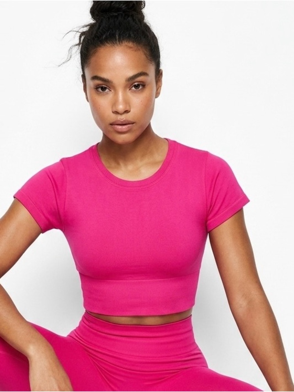 OFFLINE by Aerie Sidewalk Seamless Crop Tee Top Pink L
